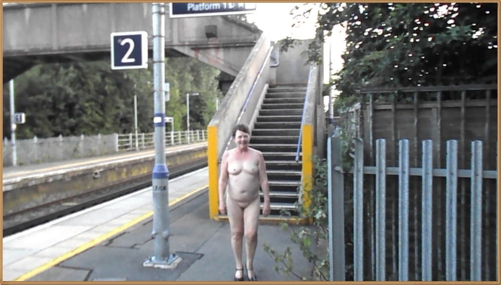 Sexy Naked Railway Footbridge Dare #90815617