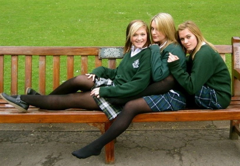 bench girls sexy legs #97680906