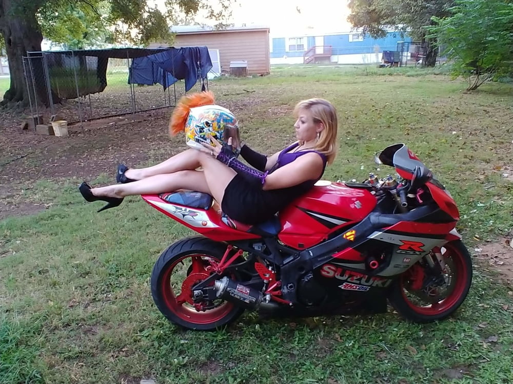 Sexy girl poseing on my bike #106296172