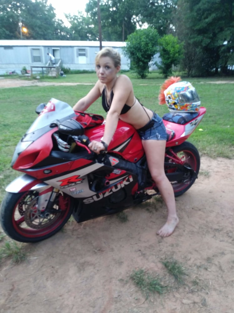 Sexy girl poseing on my bike #106296178