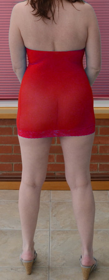 See through Red Dress 55yr Old #95424803