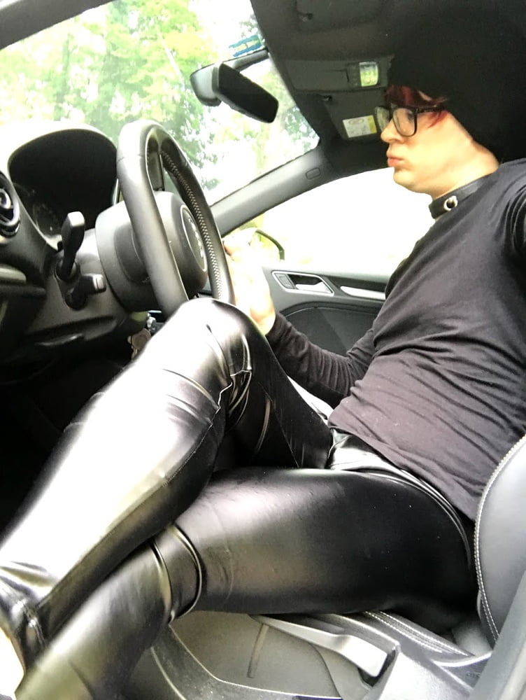 Young twink faggot sissy boy with leather leggings and thong #107138020