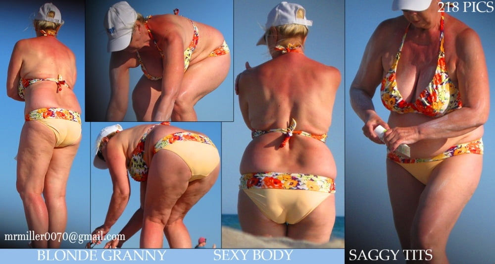 Bionde grasse in bikini (donne vecchie voyeur della spiaggia)
 #80821341