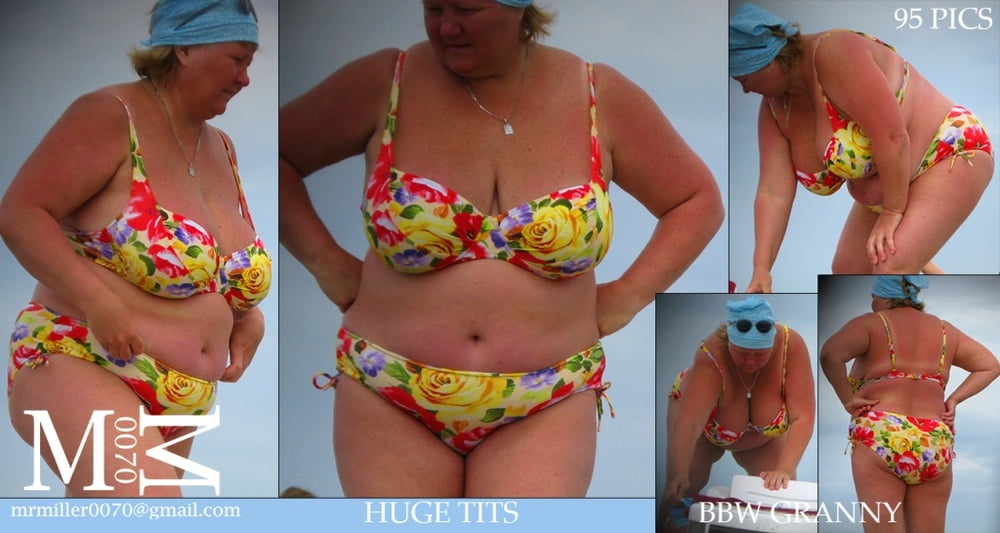 Bionde grasse in bikini (donne vecchie voyeur della spiaggia)
 #80821361