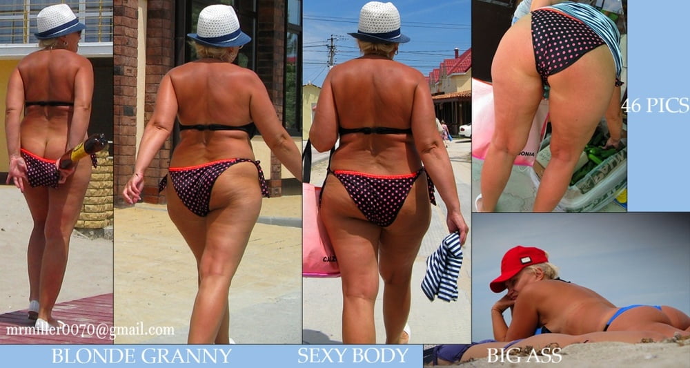 Bionde grasse in bikini (donne vecchie voyeur della spiaggia)
 #80821367