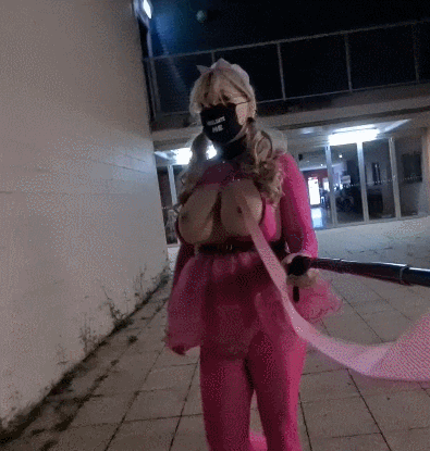 Pink leashed sissy in public #106940392