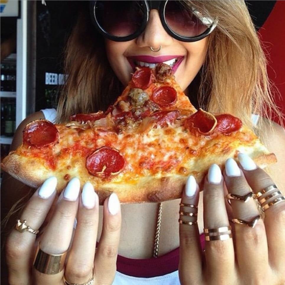 Hot Girls Eating Pizza #88358316