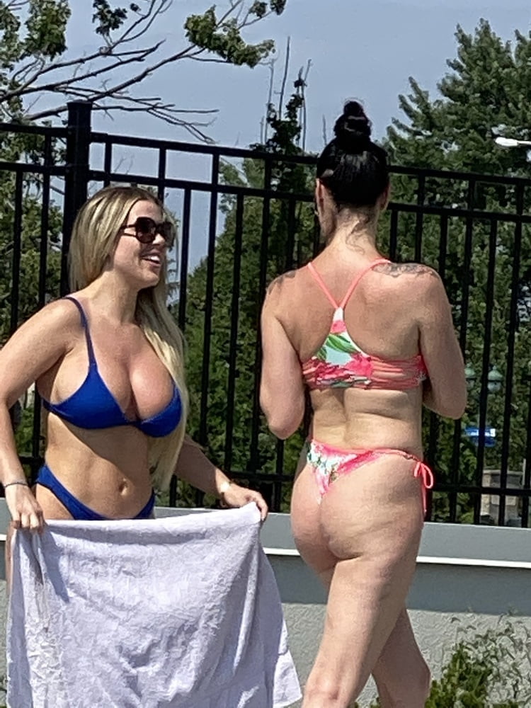Two friends by the pool #91160353