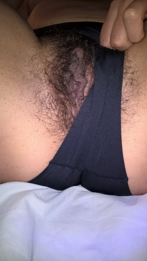 My beautiful wife close up hairy pussy dark labia in panties #106720996