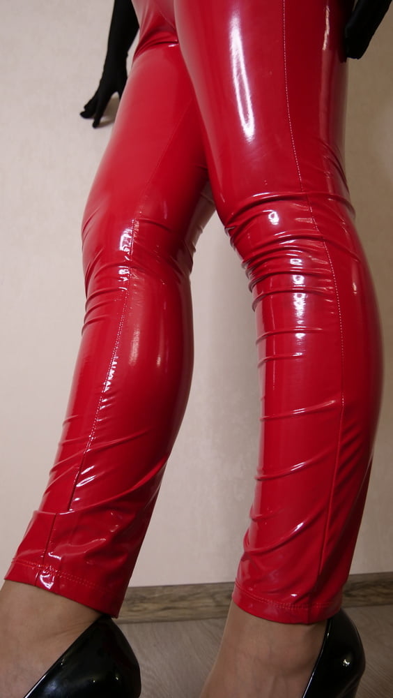 Skirt, panties and red sexy latex leggings #88997930