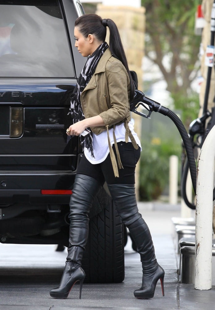 Female Celebrity Boots &amp; Leather - Kim K #103098095