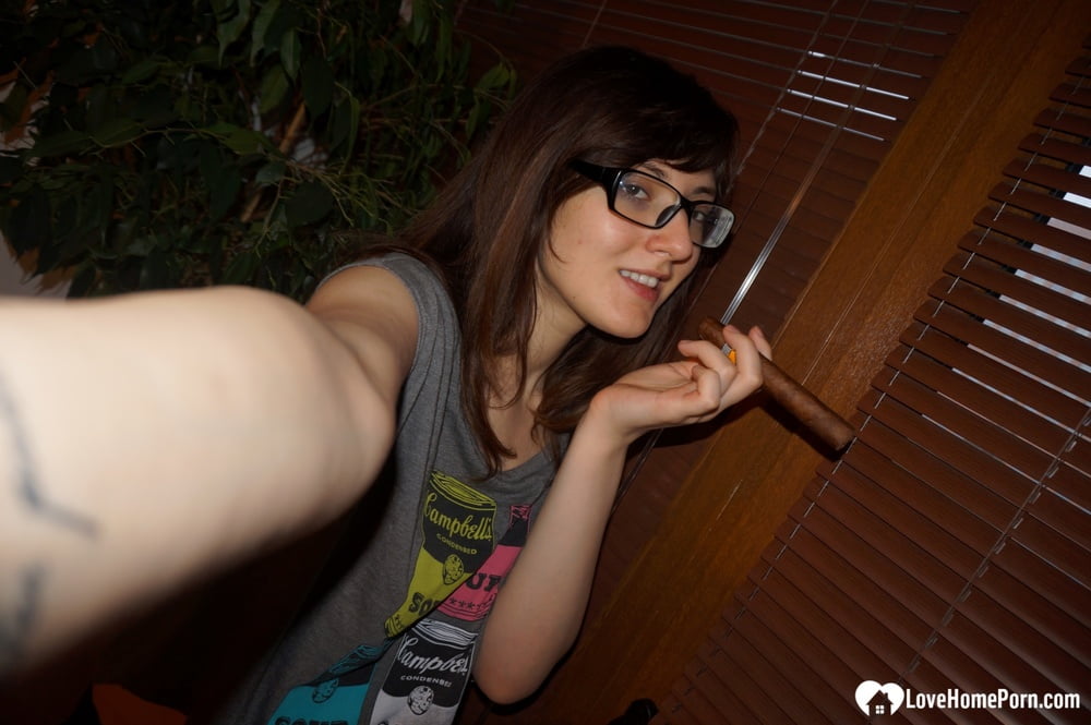 Nerdy hottie loves teasing with her titties #106581527