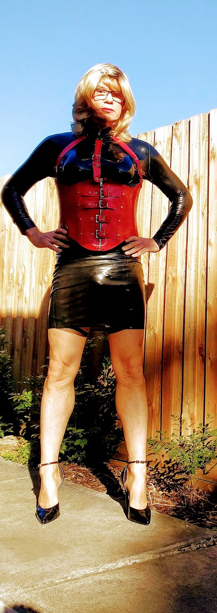 New latex skirt on a sunny Melbourne day #107021283