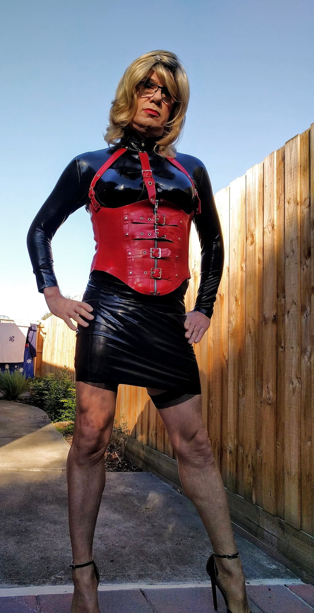 New latex skirt on a sunny Melbourne day #107021289