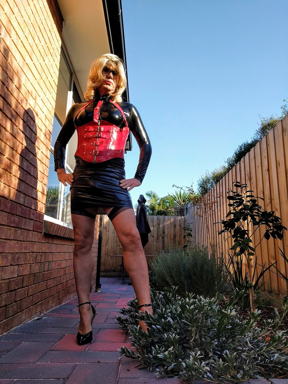 New latex skirt on a sunny Melbourne day #107021293