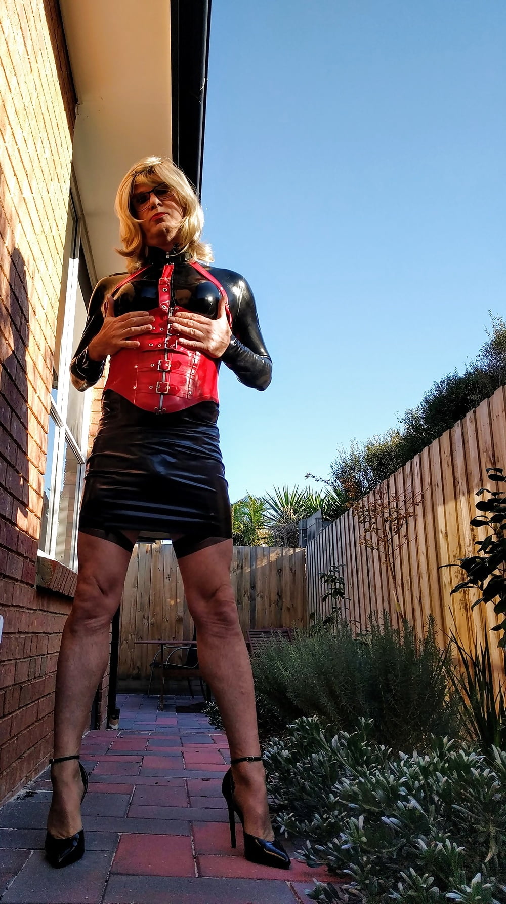 New latex skirt on a sunny Melbourne day #107021295