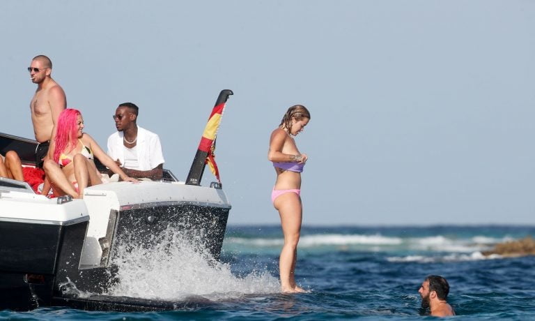 Rita Ora topless Ibiza vacation boat #87412956