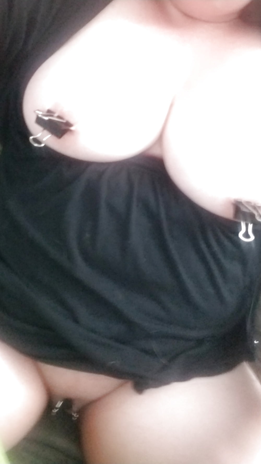 Binder clips on nipples and pussy ... bored housewife.. milf #107287531