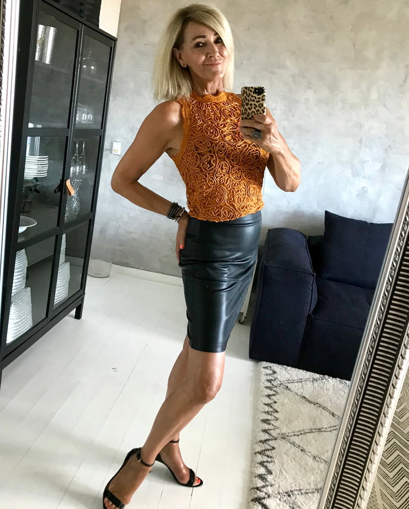 Hot Danish mature mom in leather skirts #106228381