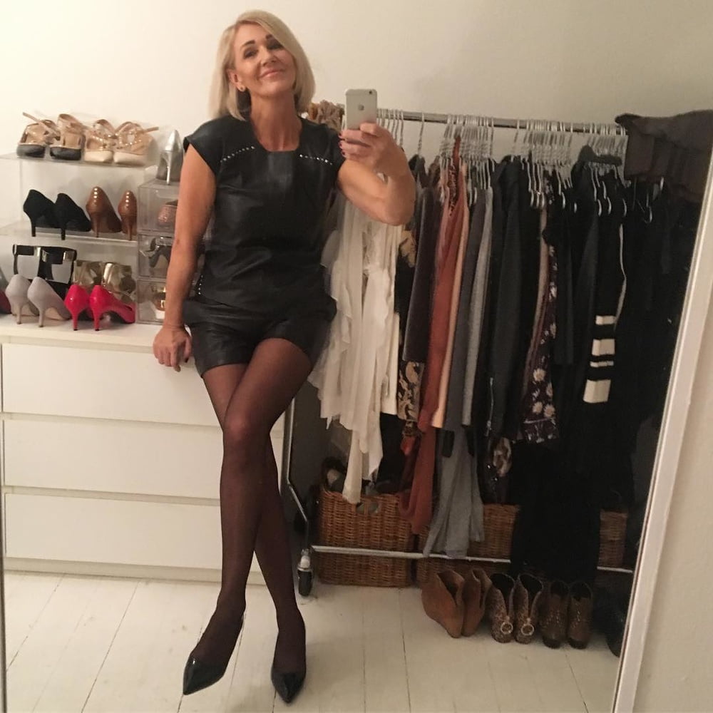Hot Danish mature mom in leather skirts #106228391