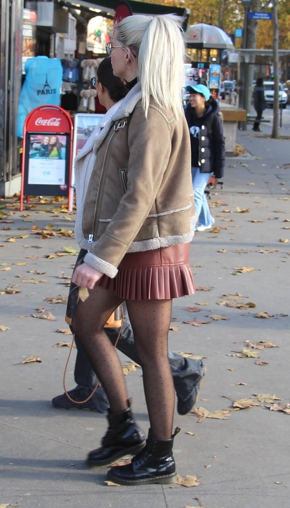 Street Pantyhose - French Sluts in PH and Leather Skirts #91186302