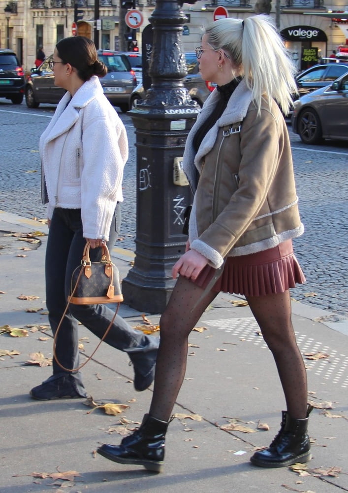 Street Pantyhose - French Sluts in PH and Leather Skirts #91186304