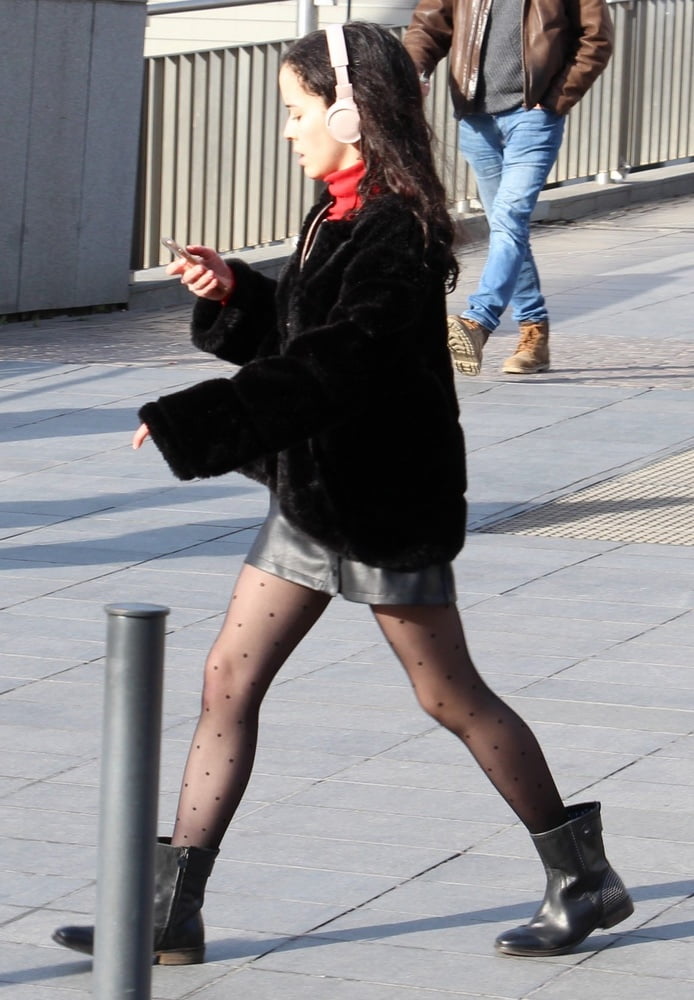 Street pantyhose - phとレザースカートのfrench sluts
 #91186324