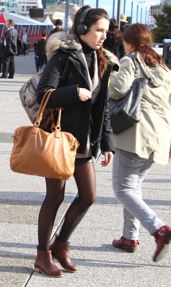Street Pantyhose - French Sluts in PH and Leather Skirts #91186333