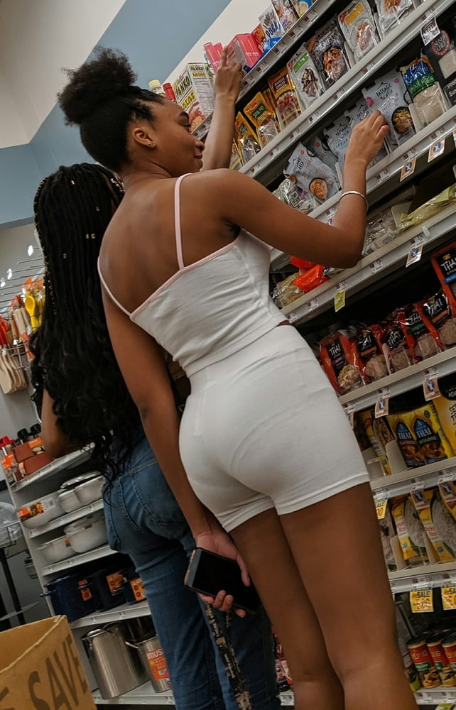 Ebony buns at store, made my dick drip cum in my undie... #106196622