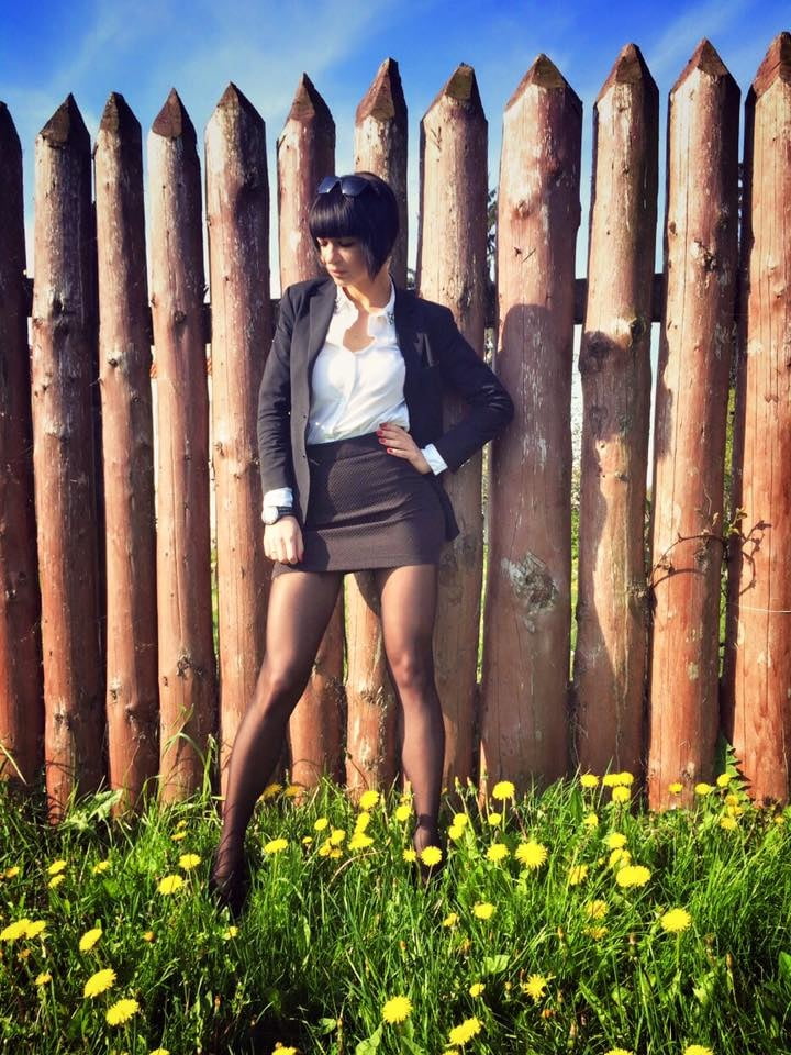 sexy european lady Viktoria in tights pantyhose nylon legs #100890952