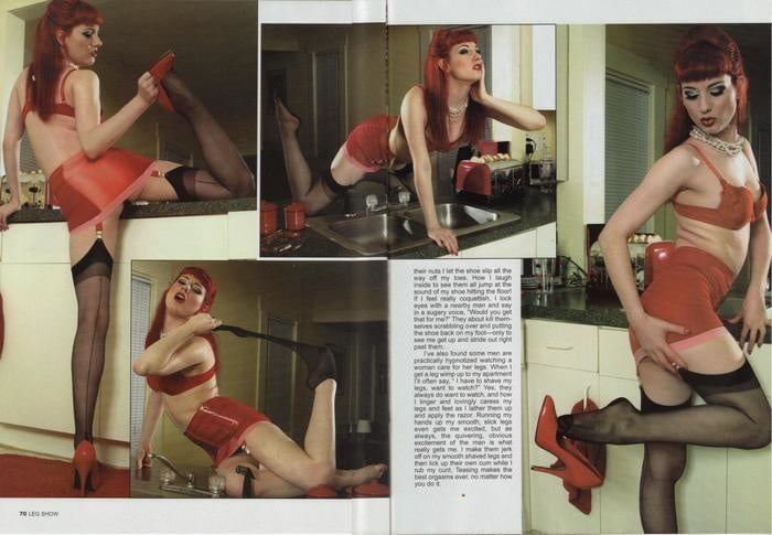 Leg Show Magazine - Red Girdle &amp; Black Stockings #89773110