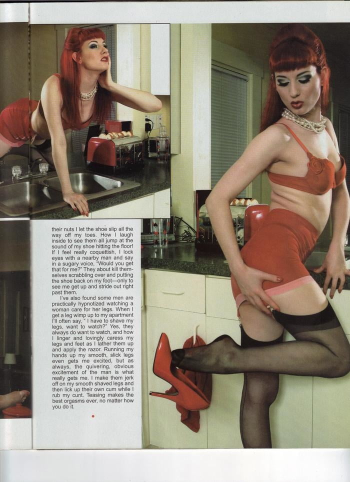 Leg Show Magazine - Red Girdle &amp; Black Stockings #89773111