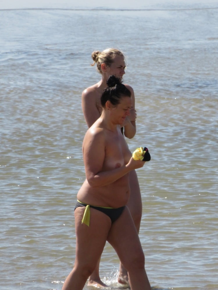 Embarrassed Nudist Slut on the Beach with Mom CFNF OON #99112985
