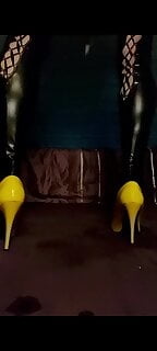 Yellow dress pink panty tail play #107114020