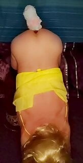 Yellow dress pink panty tail play #107114032
