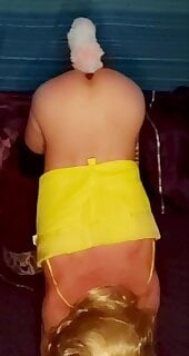 Yellow dress pink panty tail play #107114034