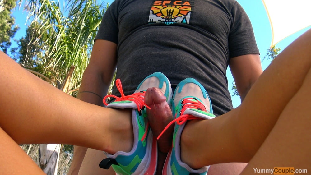 HUGE handsfree Cumshot Over Her New Nike Sneakers #106983329