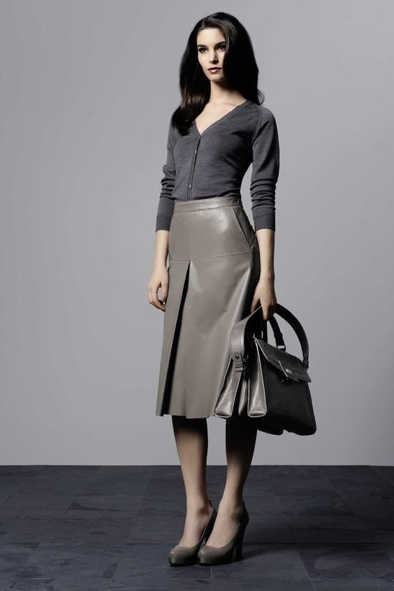 Grey Leather Skirt 3 - by Redbull18 #100720310