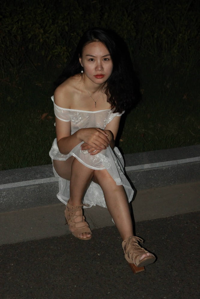 Chinese girl flashing in public #95211596