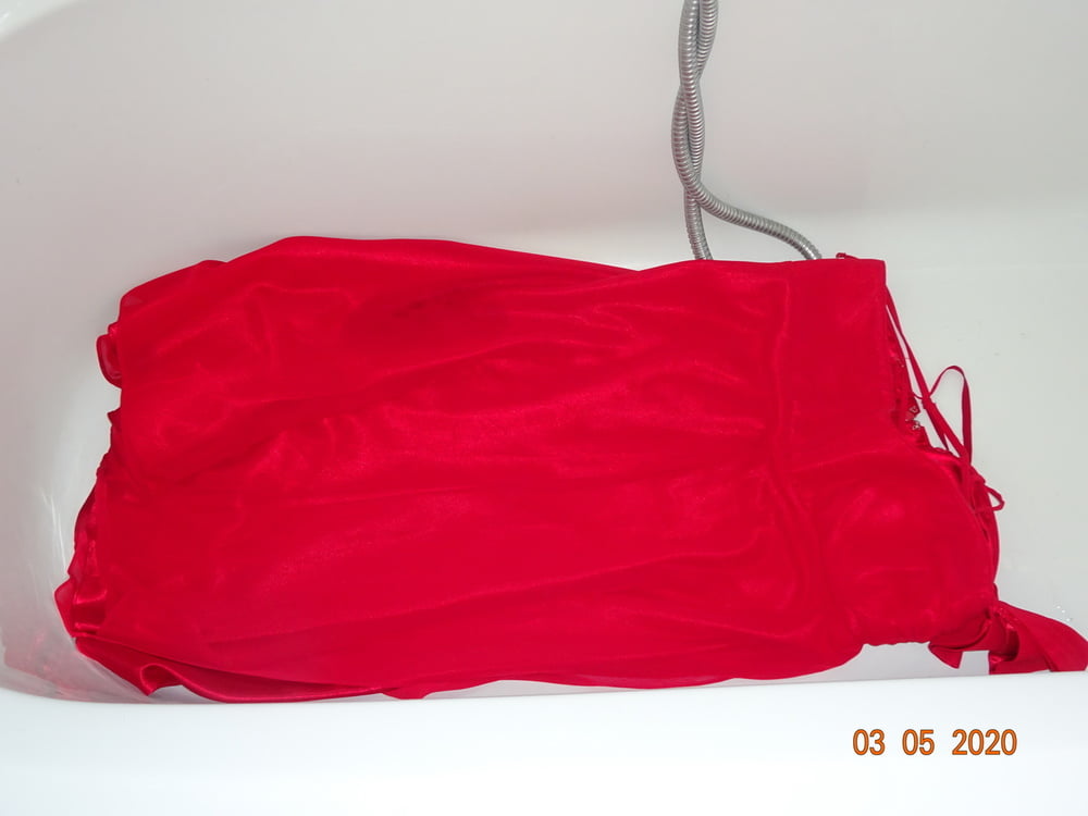 piss on red dress #97312990