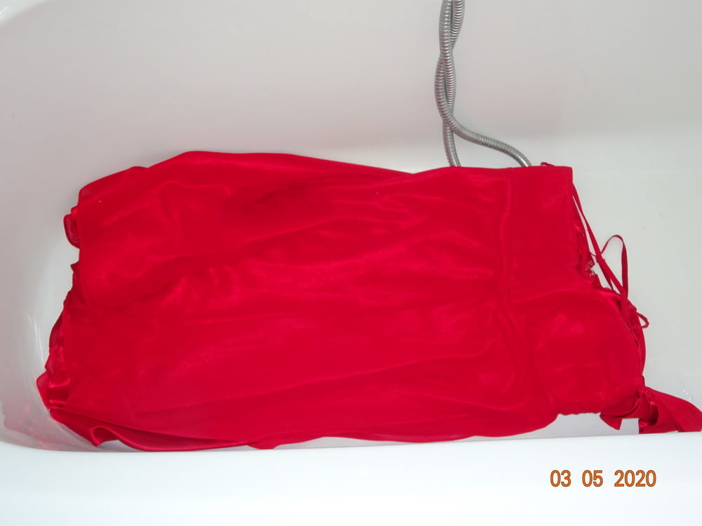 Pisse auf rotes Kleid
 #97313005