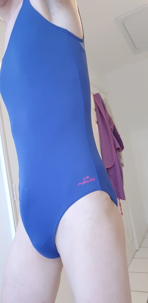 Blue scoop back swimsuit #106997911