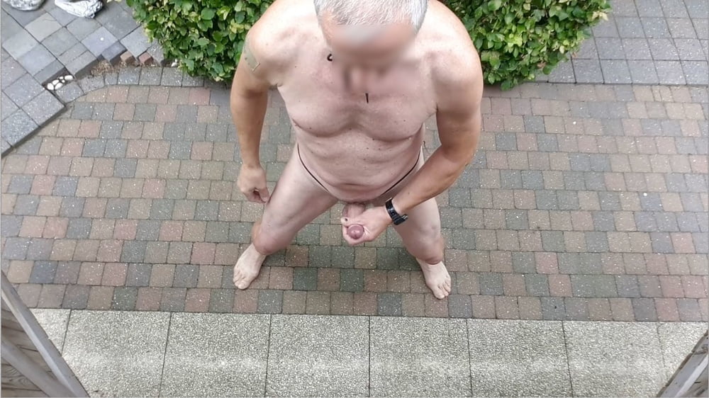 public outdoor exhibitionist bondage jerking show #107060941