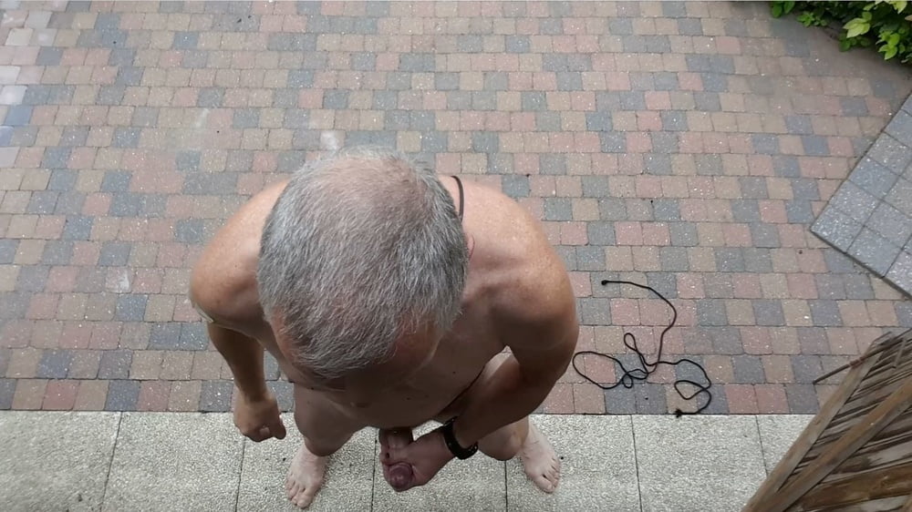 public outdoor exhibitionist bondage jerking show #107060968