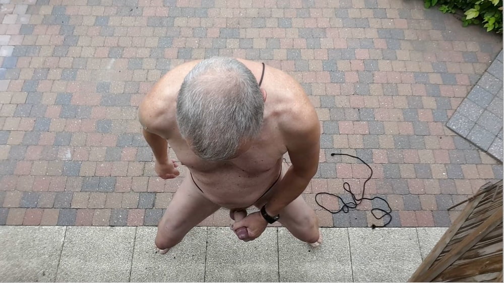 public outdoor exhibitionist bondage jerking show #107060969