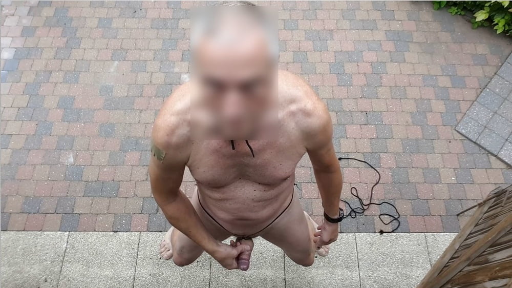 public outdoor exhibitionist bondage jerking show #107060971
