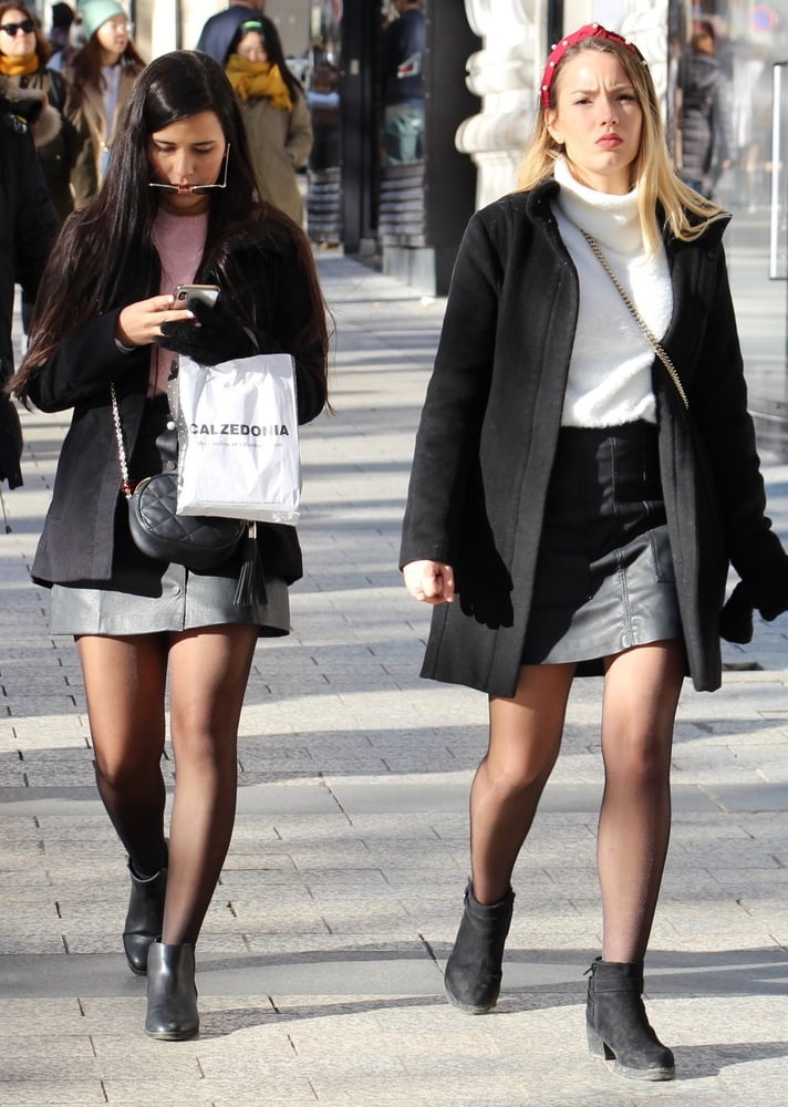 Street Pantyhose - French Sluts in PH and Leather Skirts #90779858