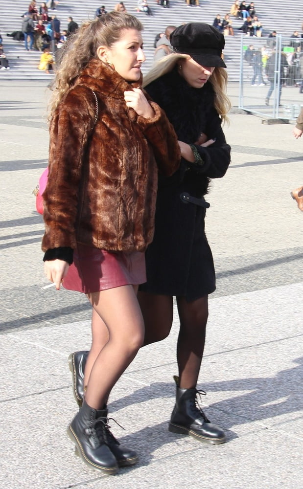 Street Pantyhose - French Sluts in PH and Leather Skirts #90779871
