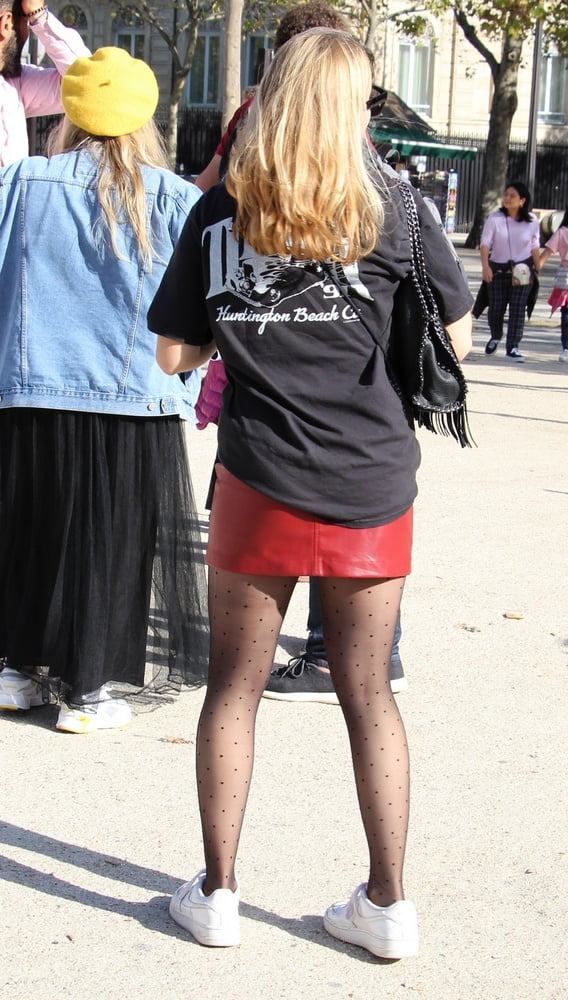 Street Pantyhose - French Sluts in PH and Leather Skirts #90779875