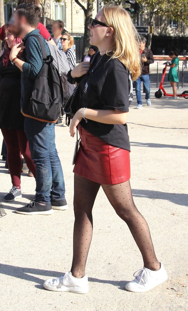 Street Pantyhose - French Sluts in PH and Leather Skirts #90779876